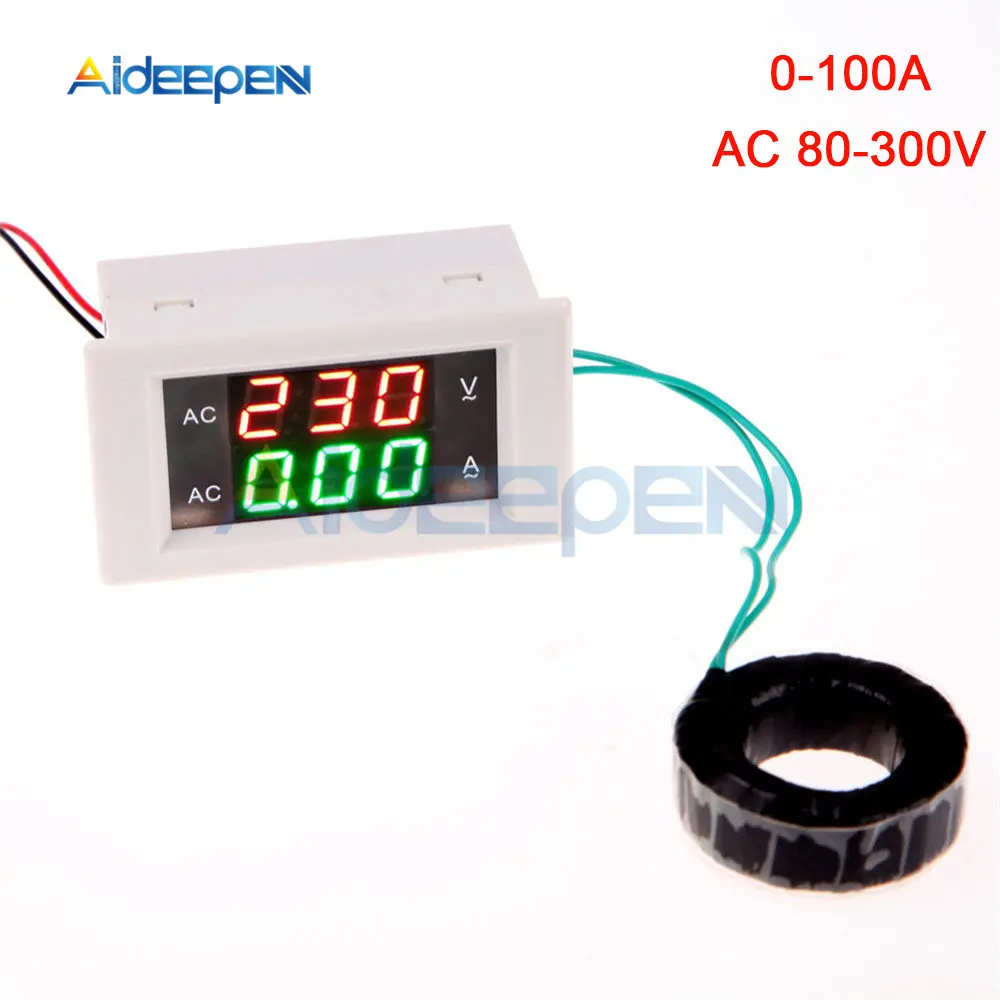 100A White 100A 200A 110 В 220 В цифровой амперметр вольтметр напряжение измеритель тока ЖК-панель красный зеленый дисплей с трансформатором переменного тока - Цвет: 100A White