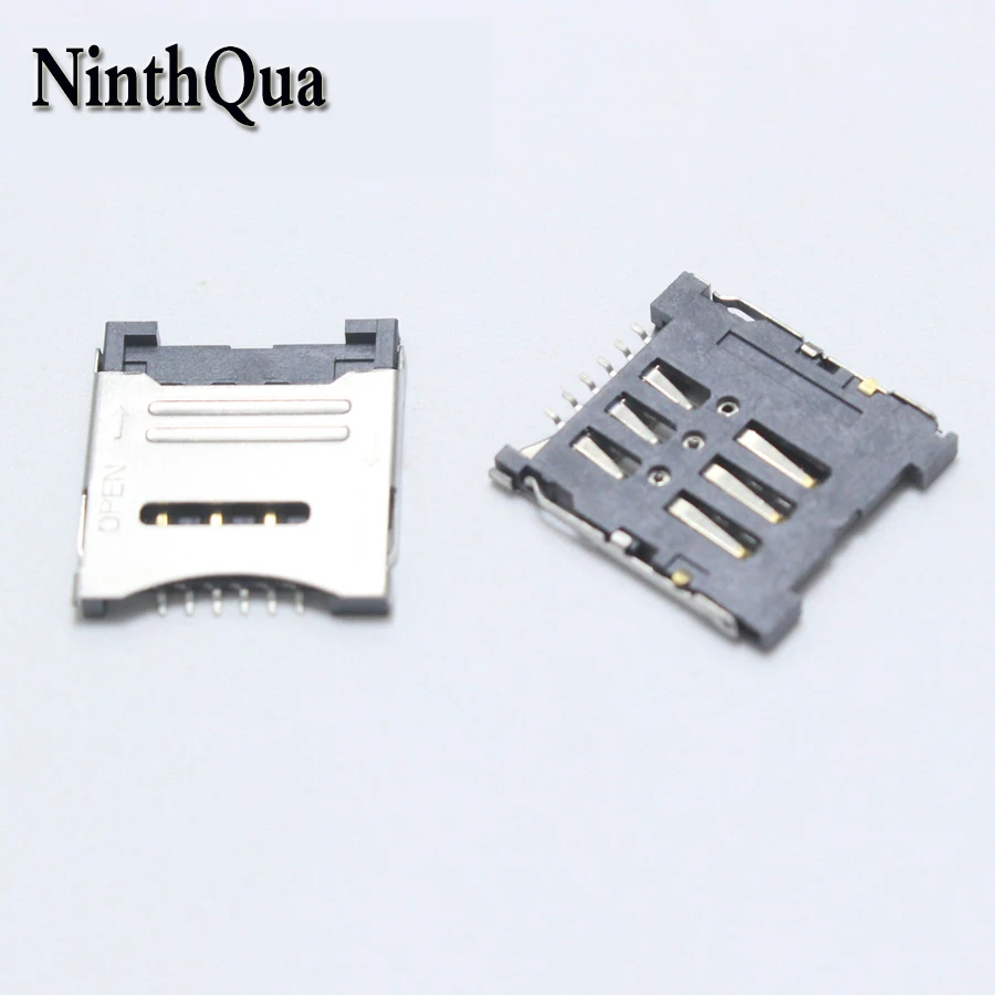 

2 шт., 6-контактный разъем для sim-карты, переворачивающийся MICRO Card Type 1,8 H 6P, позолоченный штырьковый разъем для SIM-карты, мобильный телефон