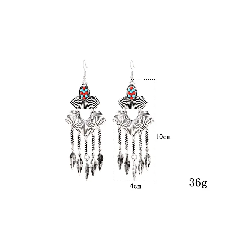 LZHLQ этнические висячие серьги с кисточками в виде листьев простые винтажные