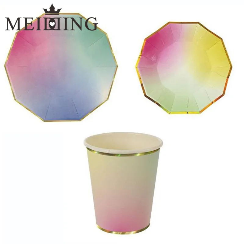 MEIDDING Переливающаяся столовая посуда бумажный тарелки для отдыха чашки