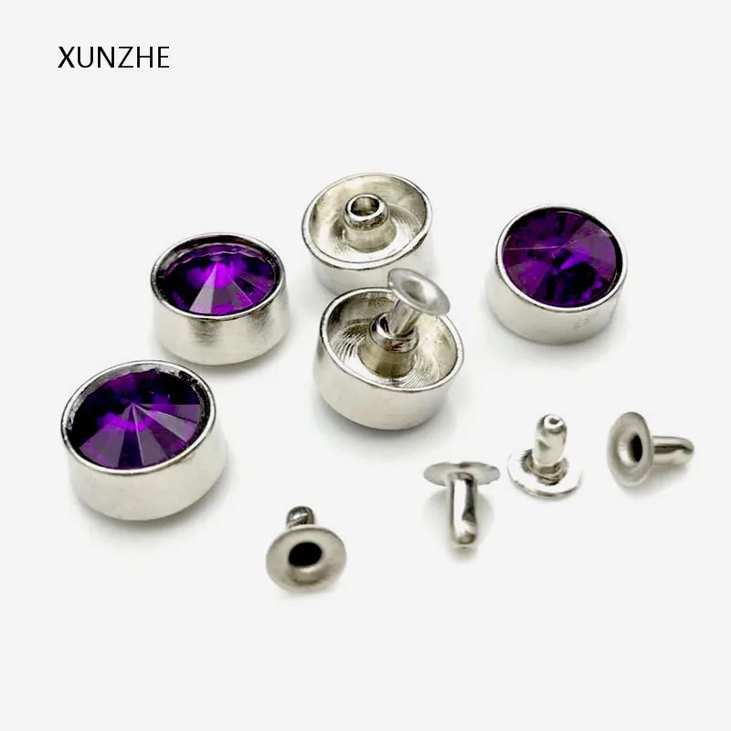 XUNZHE 20 шт 12 мм сплав инкрустированный алмазами круглая заклепка шпильки для одежды винты для ремни на застежках для одежды жемчужный ювелирный набор