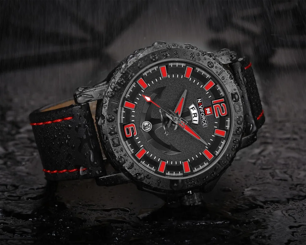 NAVIFORCE спортивные водонепроницаемые креативные часы люксовый бренд кварцевые часы кожаный ремешок Календарь модные часы для мужчин Relogio Masculino