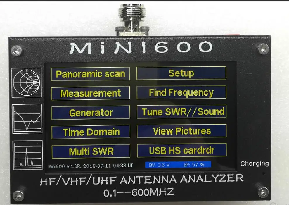 Новое поступление Mini600 5 V/1.5A HF VHF UHF антенный анализатор 0,1-600 MHz КСВ метр 1,0-1999 для