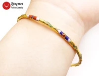 qingmos beautiful handwork china feature gold cloisonne enamel bangle cuff bracelet for women fine jewelry bra214 free shipping
