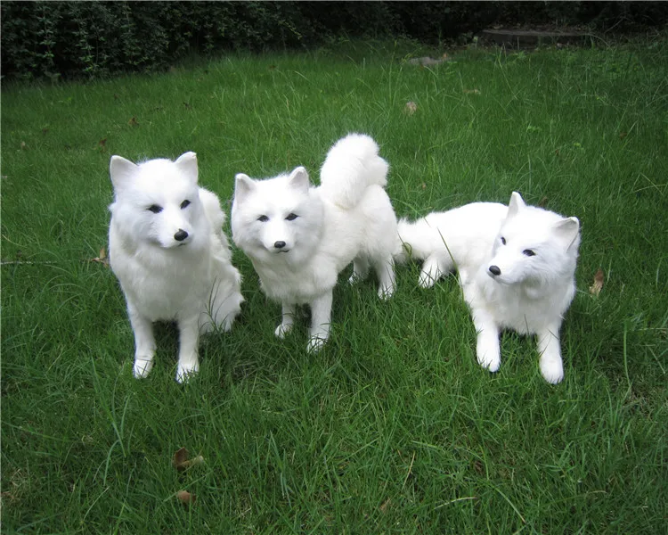 Искусственная самоеда полиэтилен и мех большая белая собака ручная работа