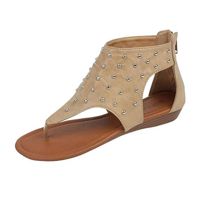 Кожаные сандалии женские туфли летние полые ручной работы на танкетке молнии с