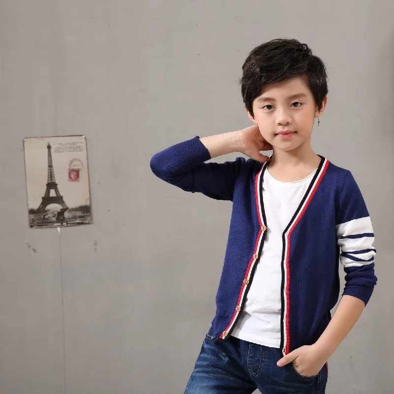 2018 кардиганы для мальчиков Детская рубашка детские с v-образным вырезом и
