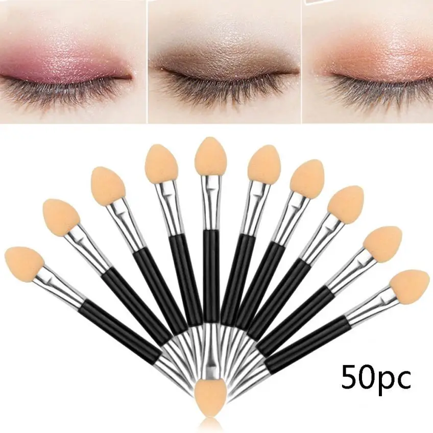 50 шт. тени для век кисти макияжа Двухсторонние Тени кисть подводки глаз губка