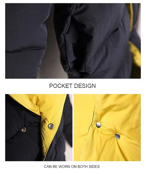 New Girls' cotton coats, long thick padded cotton suits, big boys and girls, wearing cotton jackets on both sides