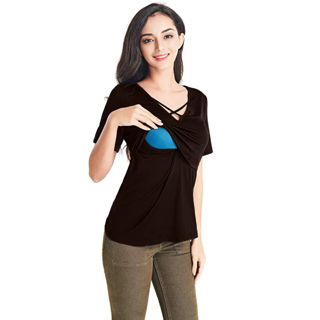 SAGACE женская блузка для грудного вскармливания топы летняя рубашка футболки