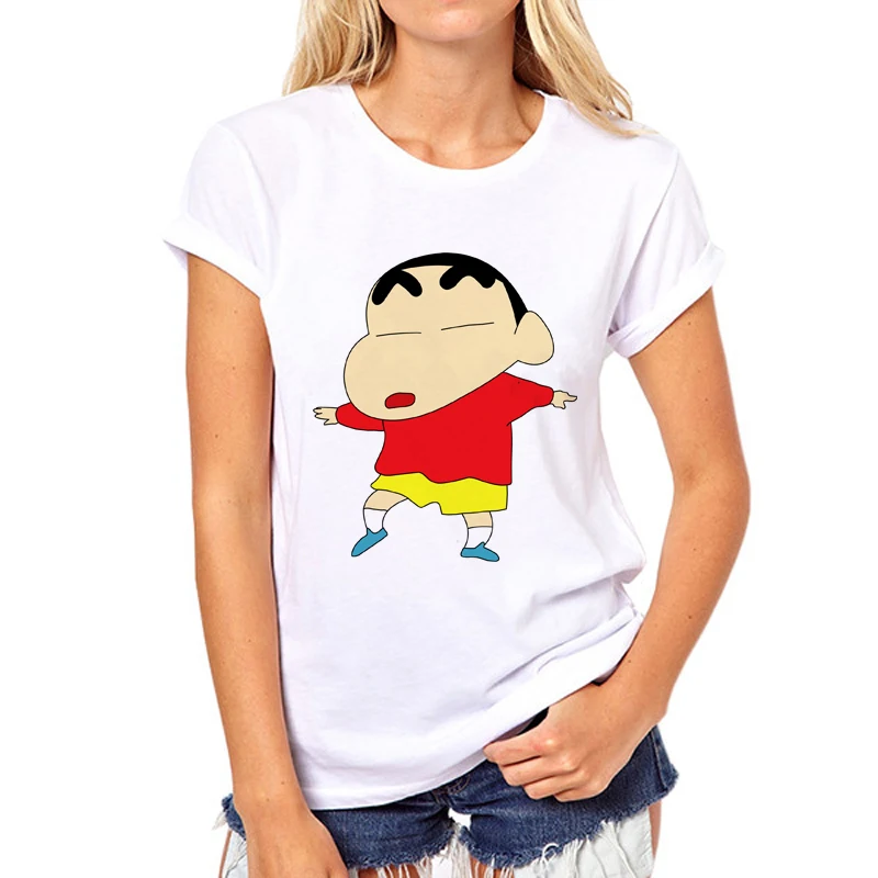 picture-11 New Funny printing T-shirt Women Cute Crayon Shin Chan Cartoon Girl Short Sleeve Summer Fashion Clothing Funny tops tees - Цвет: picture-11
