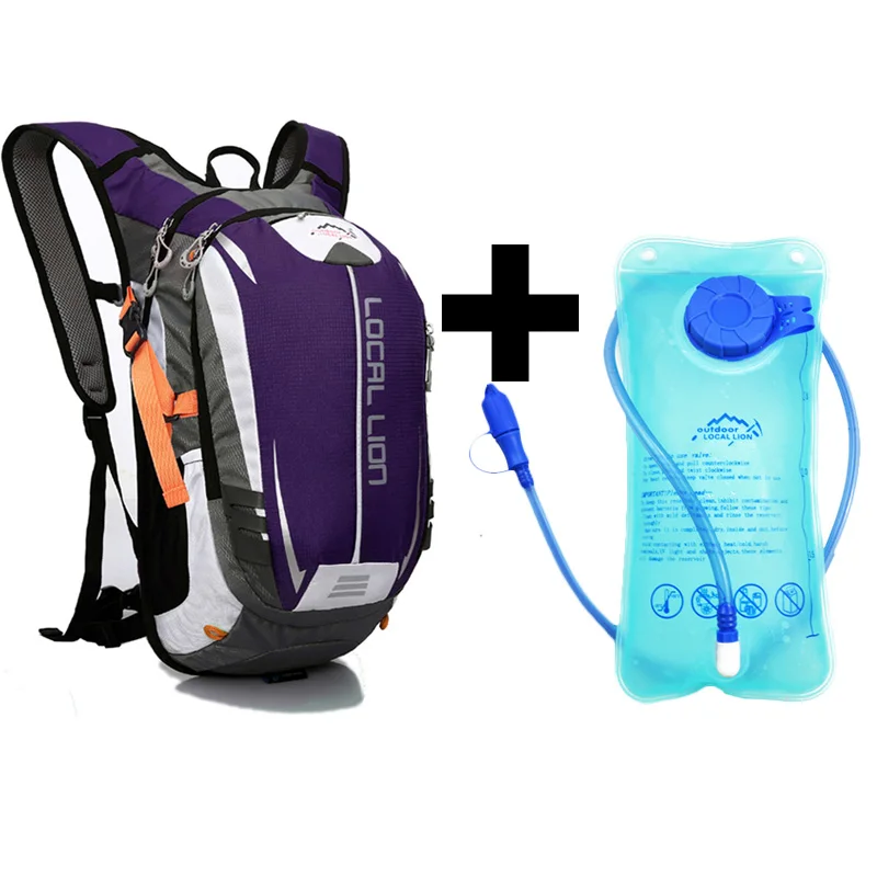 purple and water bag Местный рюкзак для альпинизма со львом+ 2 л сумка для воды MTB18L велосипедный Рюкзак дышащий Открытый рюкзак для велоспорта походные велосипедные рюкзаки - Цвет: purple and water bag