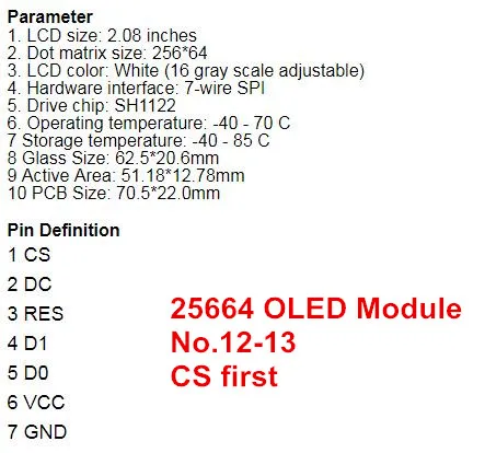 12832 2,08 дюймовый дисплей SSD1307 PM OLED 256x64 SH1122 7pin 4-провод SPI 3-провод SPI I2C белого и синего цветов на выбор, с адаптером PCB
