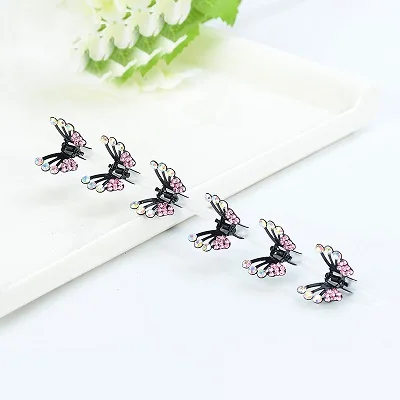 Pink EASYA, 6 шт./лот, минималистичные заколки для волос Buttefly,, детские модные стразы, заколки для волос, аксессуары для волос, ювелирные изделия - Окраска металла: Pink