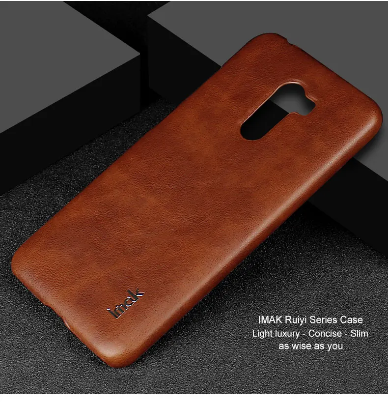 Imak Роскошные Ruiyi чехлы для Xiaomi Pocophone F1 чехол тонкий чехол для задней панели телефона оболочки жесткий ПУ ПК coque облегающие накладки защитный чехол для телефона