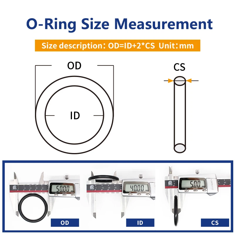 Фторрезиновое кольцо черное уплотнительное FKM CS5mm OD52/55/58/60/62/65/68*5 мм масляное шайба