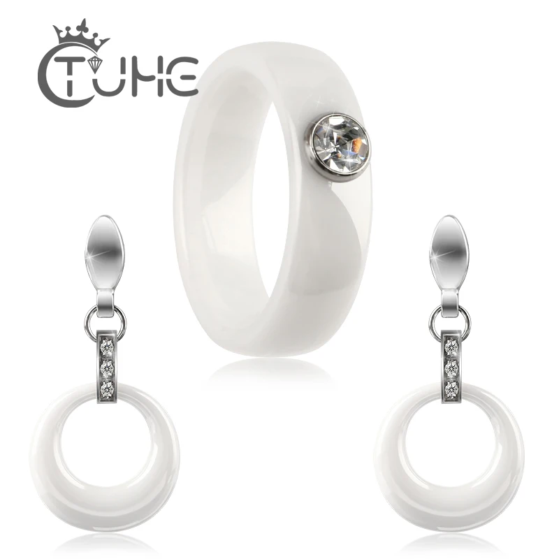 Элегантные стильные белые керамические комплекты украшений для женщин