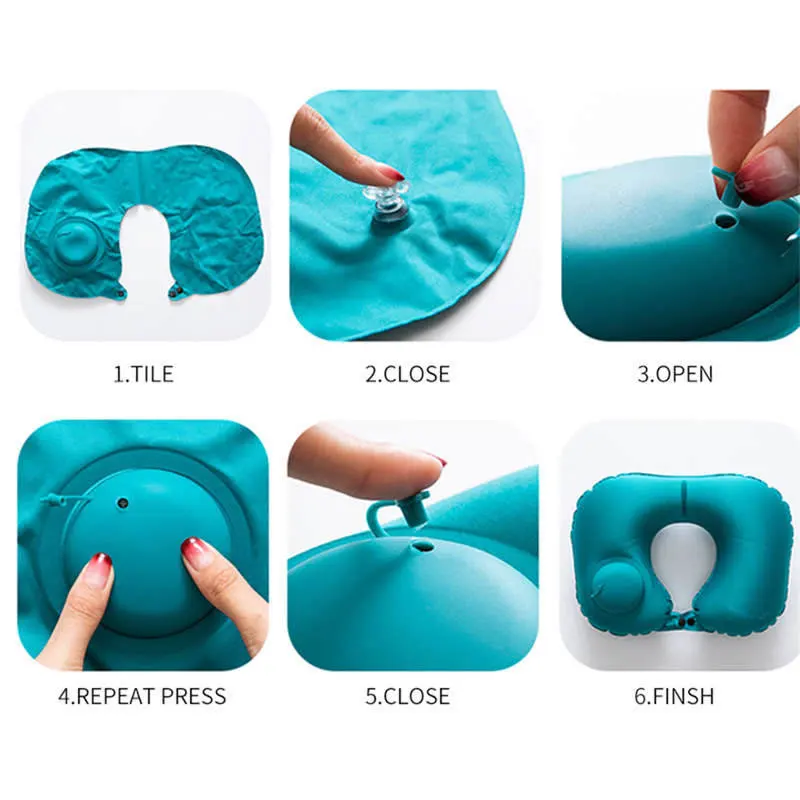 Car travel Inflatable U Shaped Travel Pillow Neck Head Rest Air Cushion for Camping |