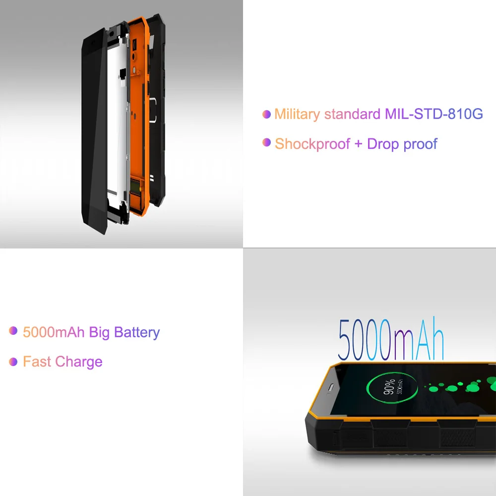 IP68 Водонепроницаемый Nomu S10 Pro мобильный телефон 5000 мАч Быстрая зарядка 3 ГБ + 32 Гб 5 0