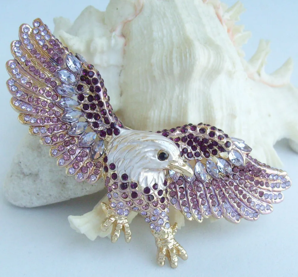 Уникальная брошь с орлом в виде птицы фиолетовая австрийская подвеска