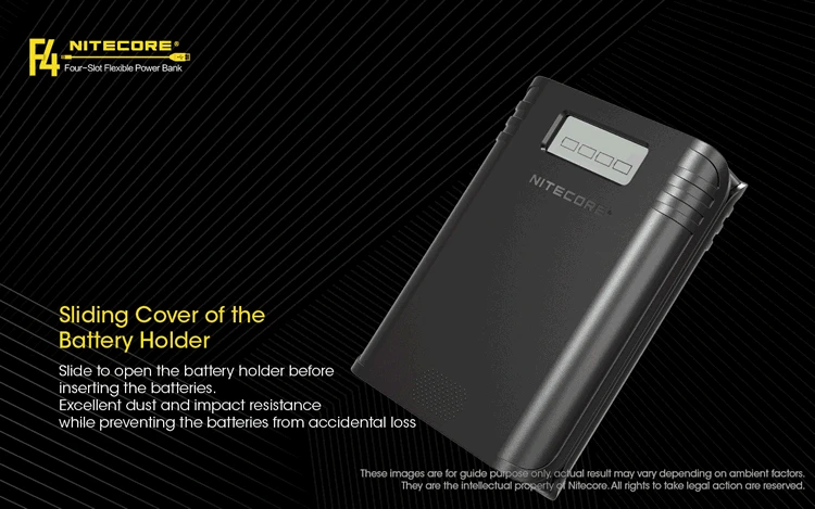 NITECORE F4 FlexBank 2 в 1 Внешний внешний аккумулятор 4Bay USB зарядное устройство Внешний дорожный адаптер питания умный литий-ионный IMR 18650 аккумулятор