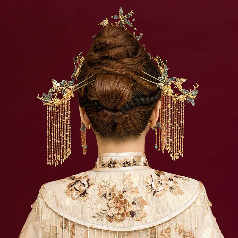JaneVini Роскошные китайские свадебные украшения для головы заколка волос под