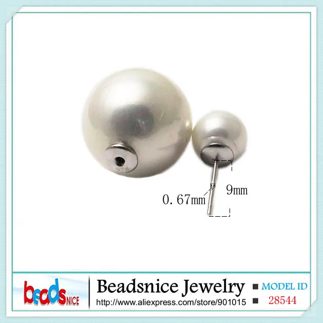 Beadsnice ID28544 hot sale real 925 silver double faced pearl earrings for women new style shell beads stud wholesale | Украшения и
