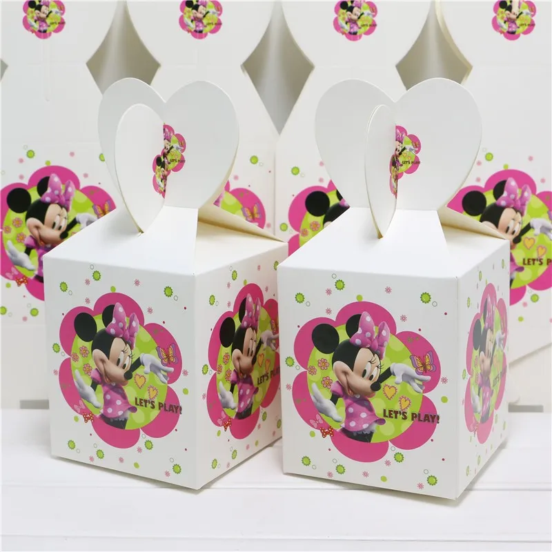 18pcs Minnie Mouse Theme Candy Box Chocolate Packaging Gift Kids Birthday Decoration Favors Gifts Bag Party Supplies | Дом и сад