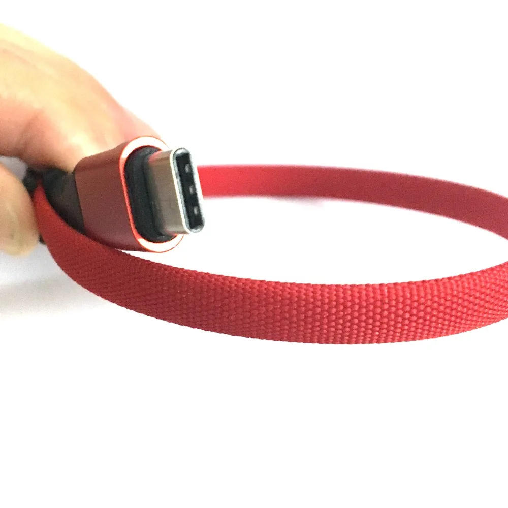 Новый Универсальный красный 30 см плоское плетение USB к Тип C кабель шнур быстро