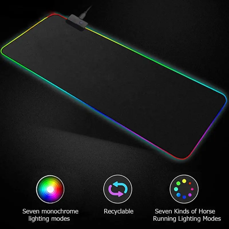 USB RGB светящийся большой коврик для мыши красочное освещение игровой коврик для клавиатуры