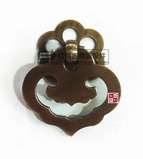 

Chinese antique copper bronze doors small drawer handle Ruyi heart-shaped classic classical high quality brass fittings