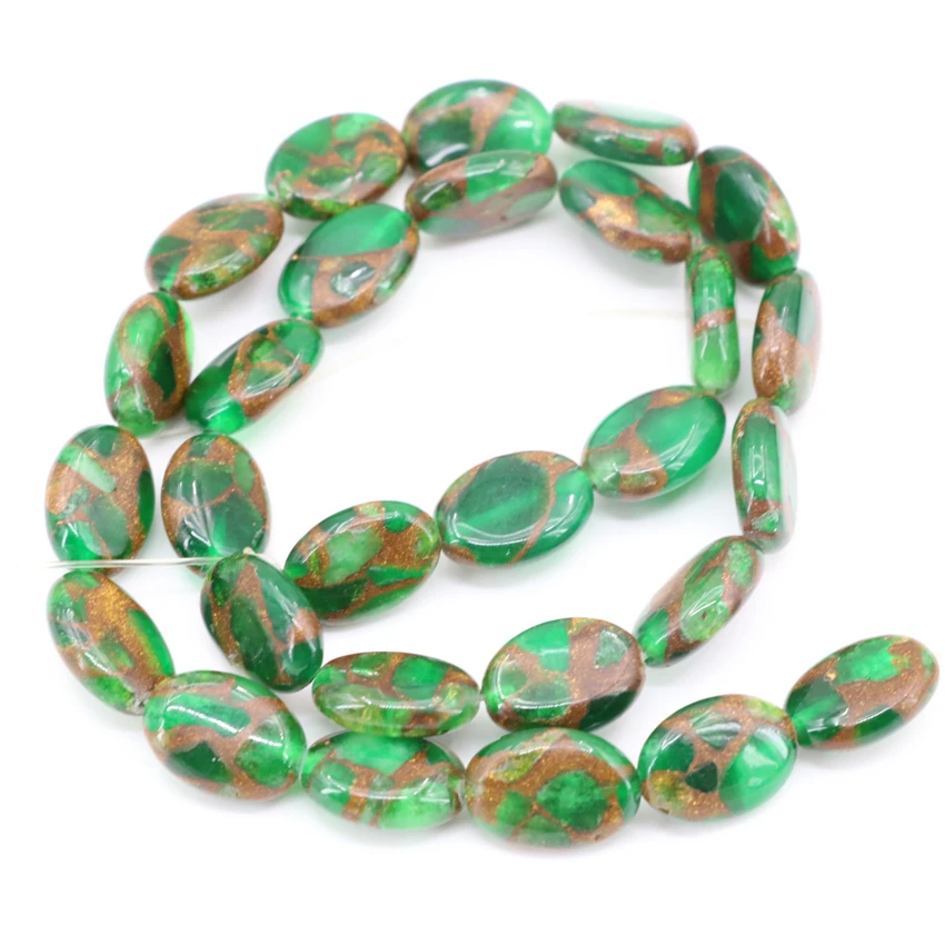 Золотой песок камень овальные камни в форме яйца разноцветные бусины для женщин