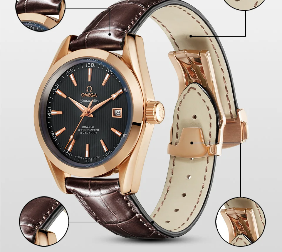 HOWK ремешок для часов заменитель OMEGA ремешок для часов 19 мм 20 мм 21 мм кожаный ремешок для часов Аллигатор бамбуковый ремешок с Бабочкой Пряжка