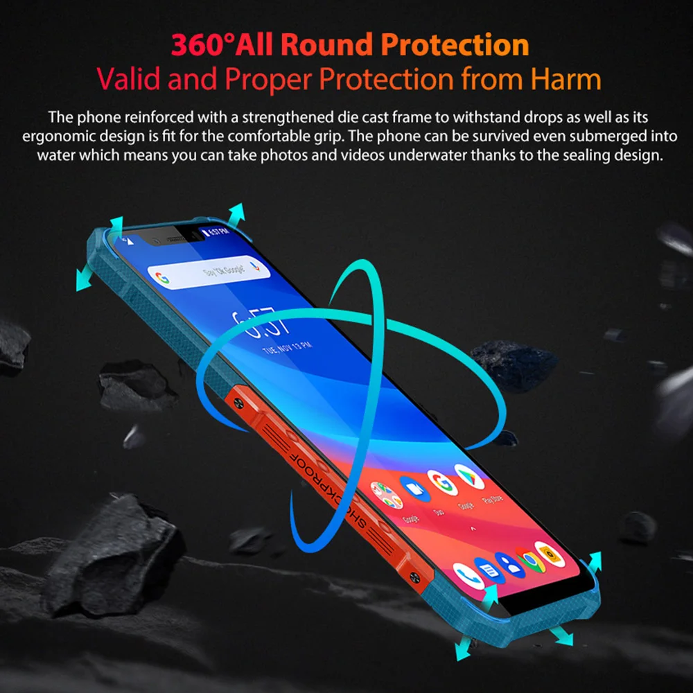 Ulefone Armor 6 IP68 IP69K Android 8,1 смартфон 6," Helio P60 6G+ 128G Face ID Беспроводная зарядка прочный водонепроницаемый мобильный телефон