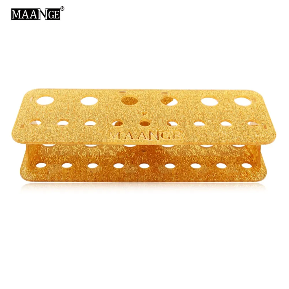 15 Holes-Gold MAANGE15/20 отверстий акриловый держатель кистей для макияжа Органайзер полка дисплей Сушилка Стенд Storag чехол инструмент для красоты отрывная наклейка - Цвет: 15 Holes-Gold