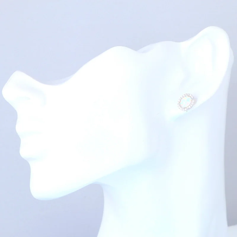 New Fashion Wholesale &amp Retail White Fire Opal Jewelry Shining Zirconia Stud Earrings for Women Party OE586A | Украшения и