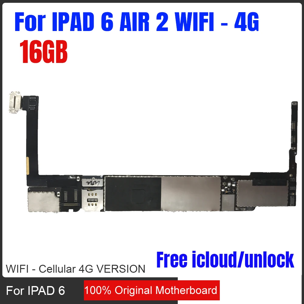 Wifi-4G версия для Ipad 6/Air 2 материнская плата 16 ГБ, разблокирован с/без touch ID с полными ЧИПАМИ Wifi A1566