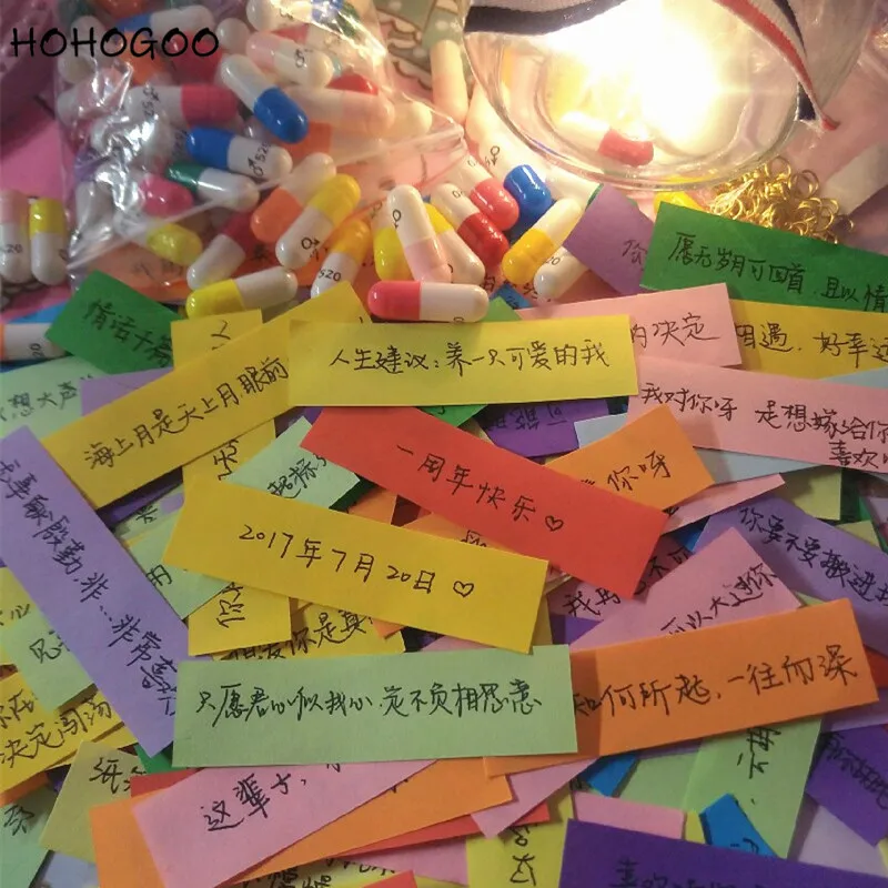 HOHOGOO 50 шт./компл. любовь капсула для письма пластик + бумага Kawaii смайлик пустой
