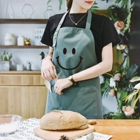 cotton aprons for women men with pockets art waterproof restaurant kitchen cooking baking coffee shop bibs logo print
