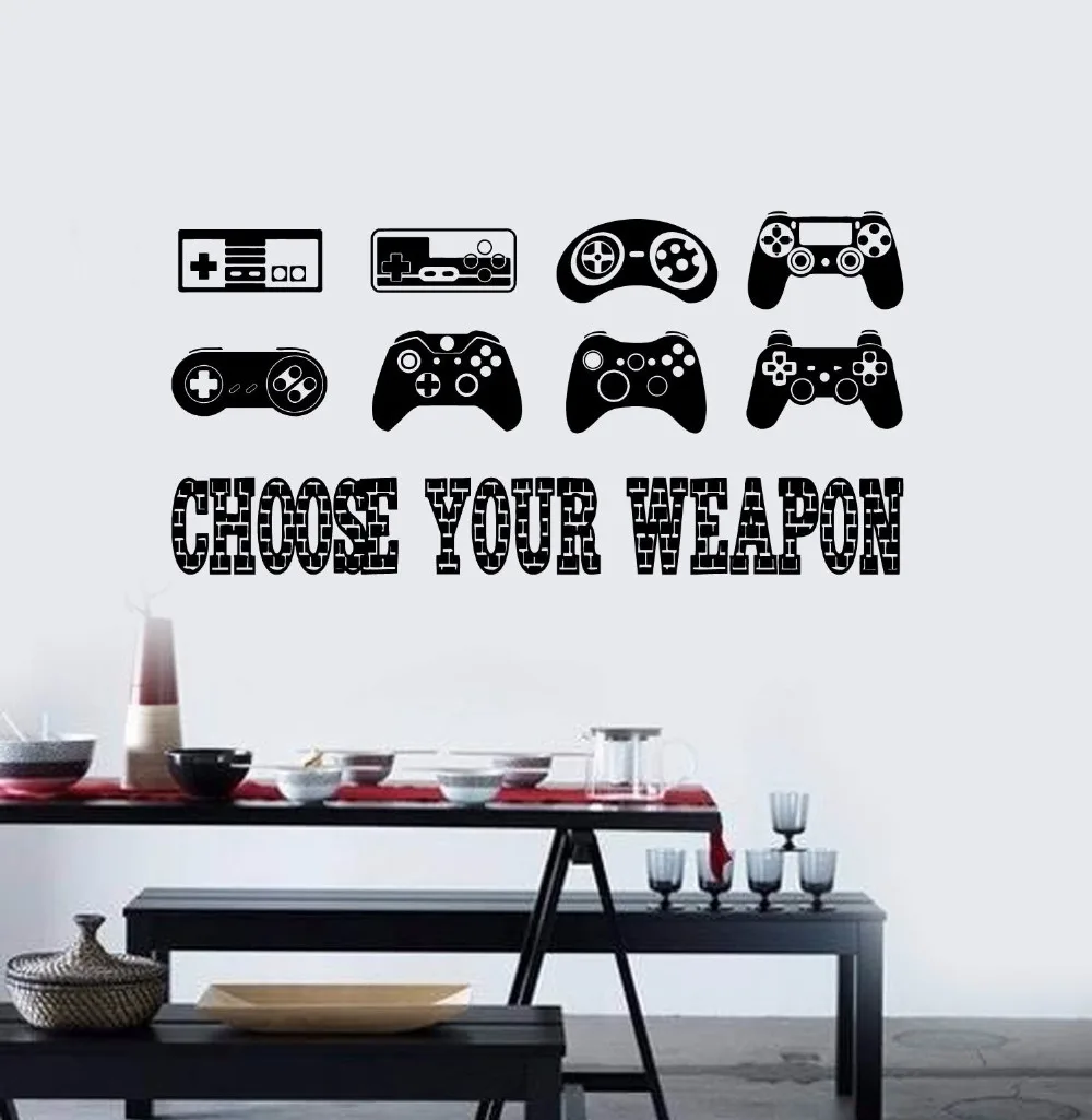Video Game Controller Wall Sticker Boys Kids Play Room Decoration Vinyl Art Removable Decals Gamer Quote Decor W114 | Дом и сад