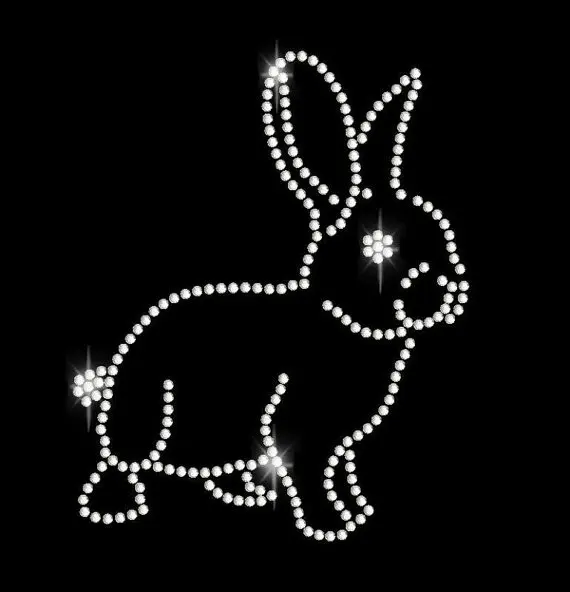 

2pclot Easter Bunny Rhinestone Iron On Transfer for Girl Boy Birthday Party iron on crystal transfers design rhinestone applique