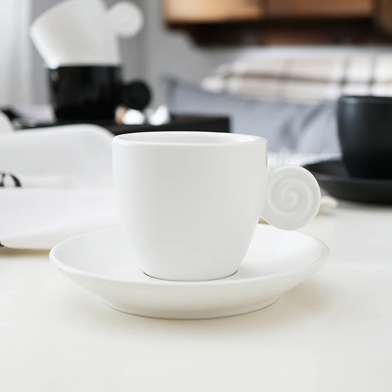 White Frost Простой стиль 90cc Мороз эспрессо C Tasse черный чай кофе чашка блюдце набор бардак таза Para Кафе Латте Copo Xicara Koffie Kopjes - Цвет: White Frost