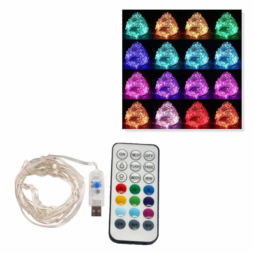 СВЕТОДИОДНАЯ Гирлянда RGB + теплый белый светодиодный светильник s usb батарейный