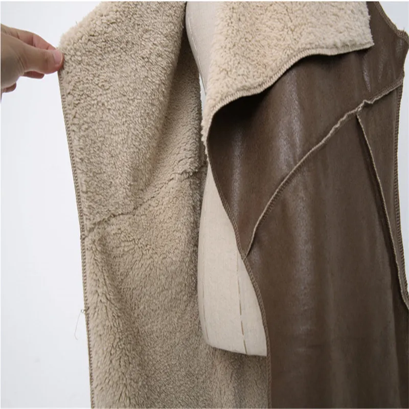 Vest 2017 Chalecos Mujer New Autumn Winter Women Sleeveless Cardigan Waistcoat Faux Fur Pu Baggy Outerwear Long Gilet Femme | Женская
