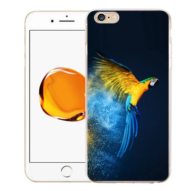 Qmswei ТПУ Ясно Телефон чехол для iPhone 6 г 6S 7 8 Plus X Мягкие попугай Dragon Fly силиконовые