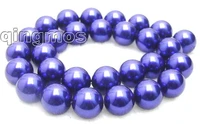 qingmos 14mm round dark blue sea shell pearl loose beads strands 15 los361 wholesaleretail free shipping