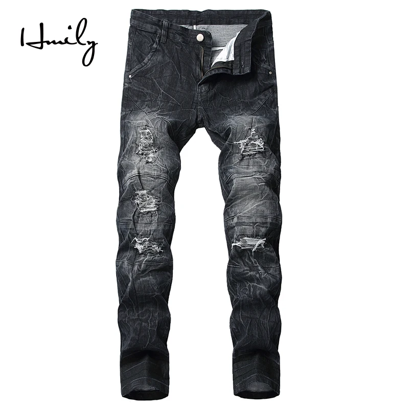 Брендовая одежда HMILY мужские Узкие рваные джинсы с дырками