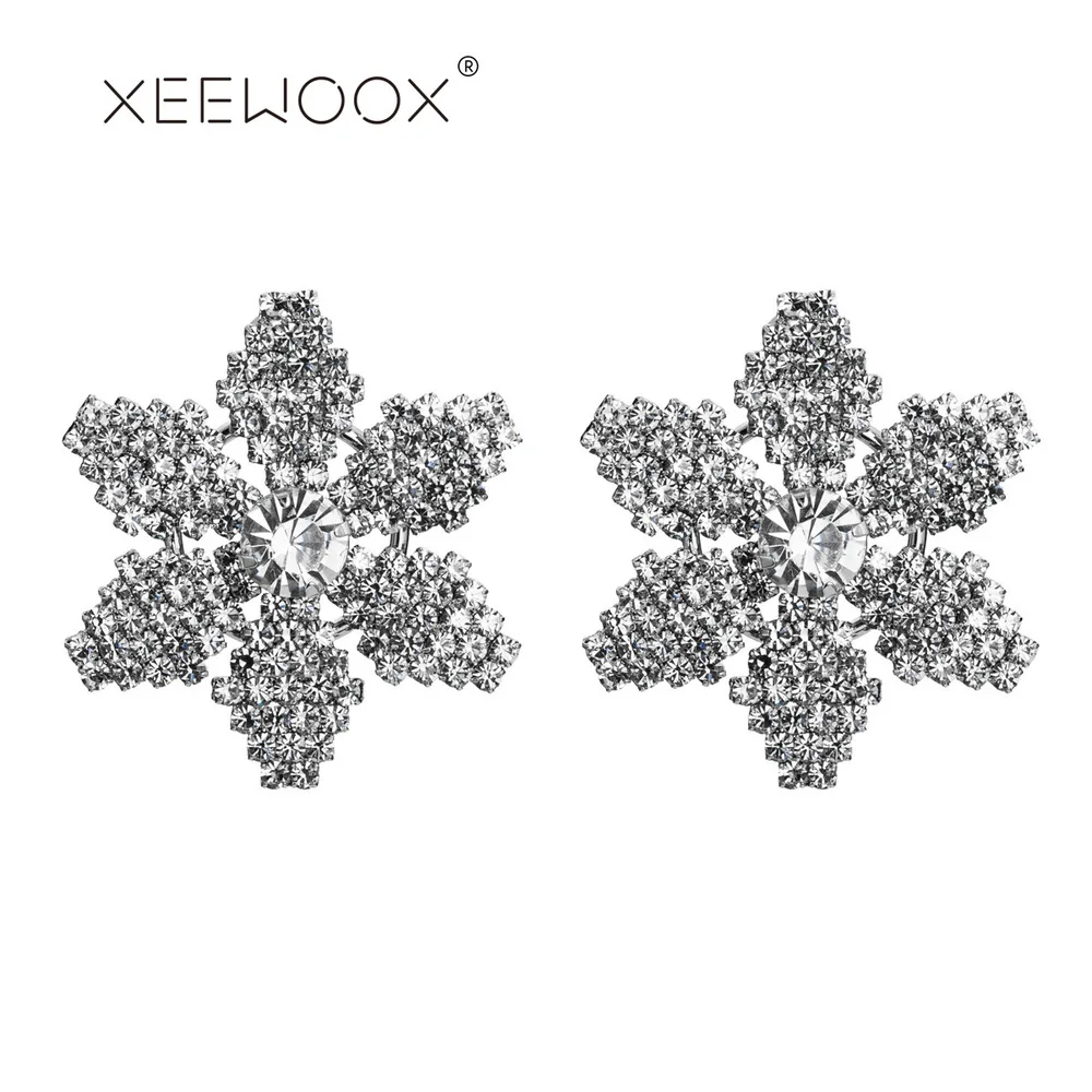 XEEWOOX 2019 новые женские хрустальные снежные хлопья Эффектные серьги-гвоздики для