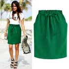 Юбка-карандаш Женская Офисная, облегающая хлопковая юбка с эластичным поясом, с бантом, зеленая, весна-лето элегантные миди-юбки