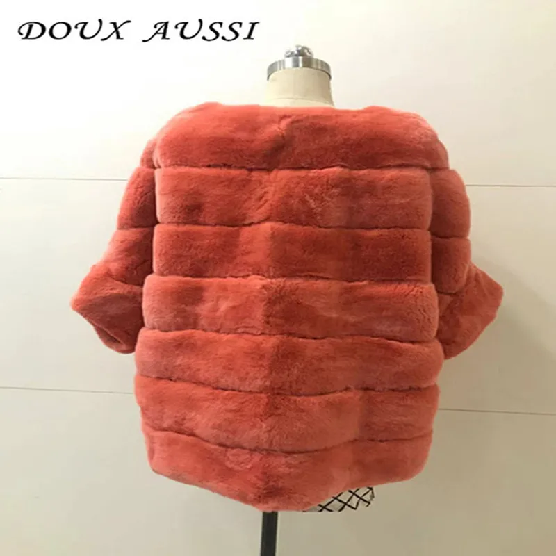 DOUX AUSSI шуба из кролика Рекс женская зимняя однотонная кроличья кроличьего меха